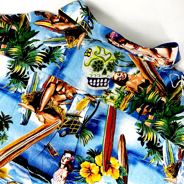 Vintage Sugar Skull Hawaiian Shirt (LG)