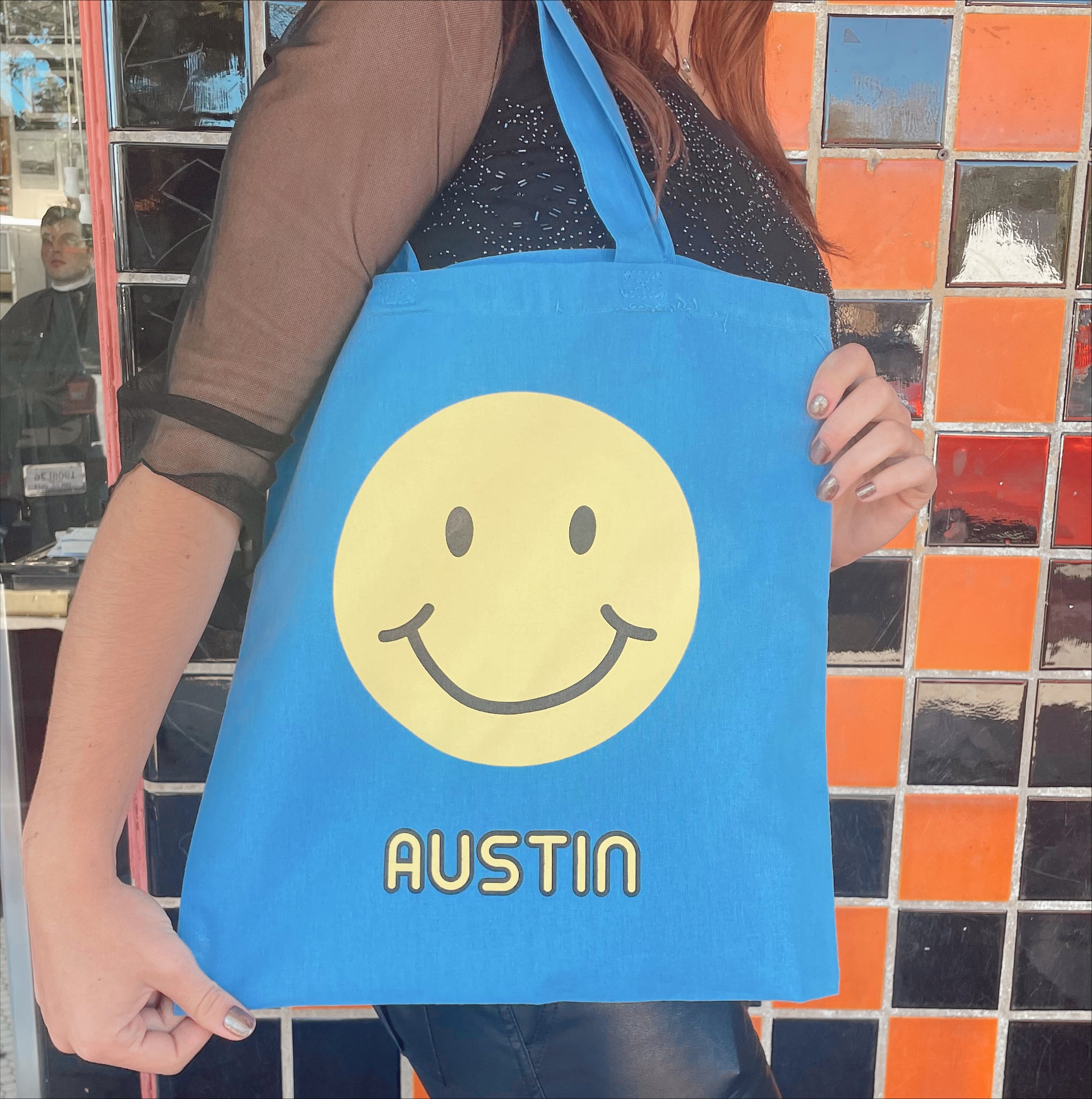 Austin Smiley Tote Bag – Triple Z Threadz